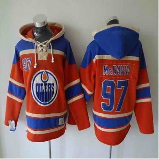 Edmonton Oilers #97 Connor McDavid Orange Sawyer Hooded Sweatshirt Stitched NHL jersey